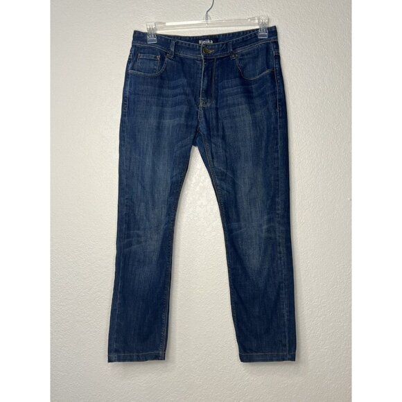 Hieiika “Handsome Man” Denim Jeans  Dark Blue Sz 33 X 27.5 Mid-rise Dark Wash - Picture 4 of 11